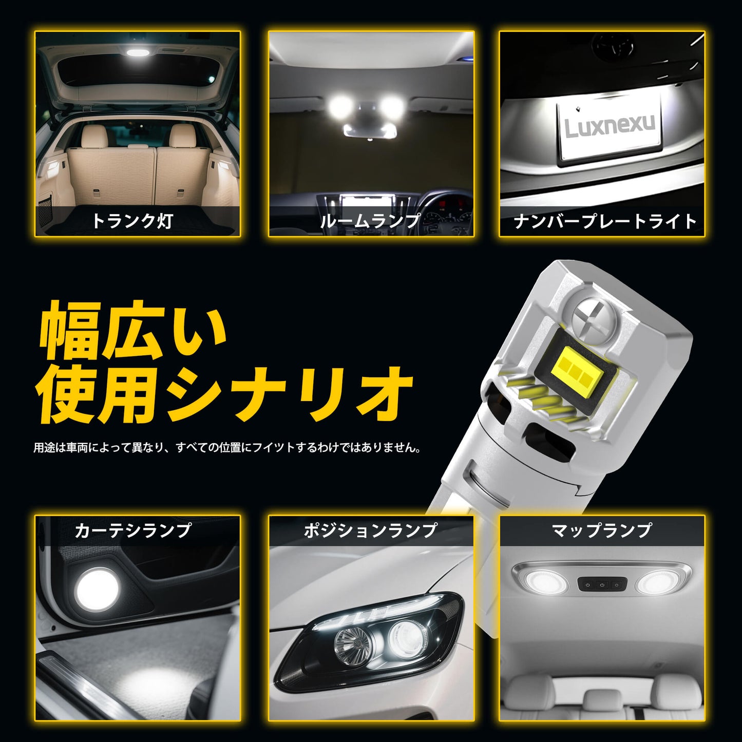 Luxnexu T10 LED ホワイト 6500K 高輝度 CANBUS対応 無極性 ポジションランプ ナンバー灯 ルームランプ 車検対応