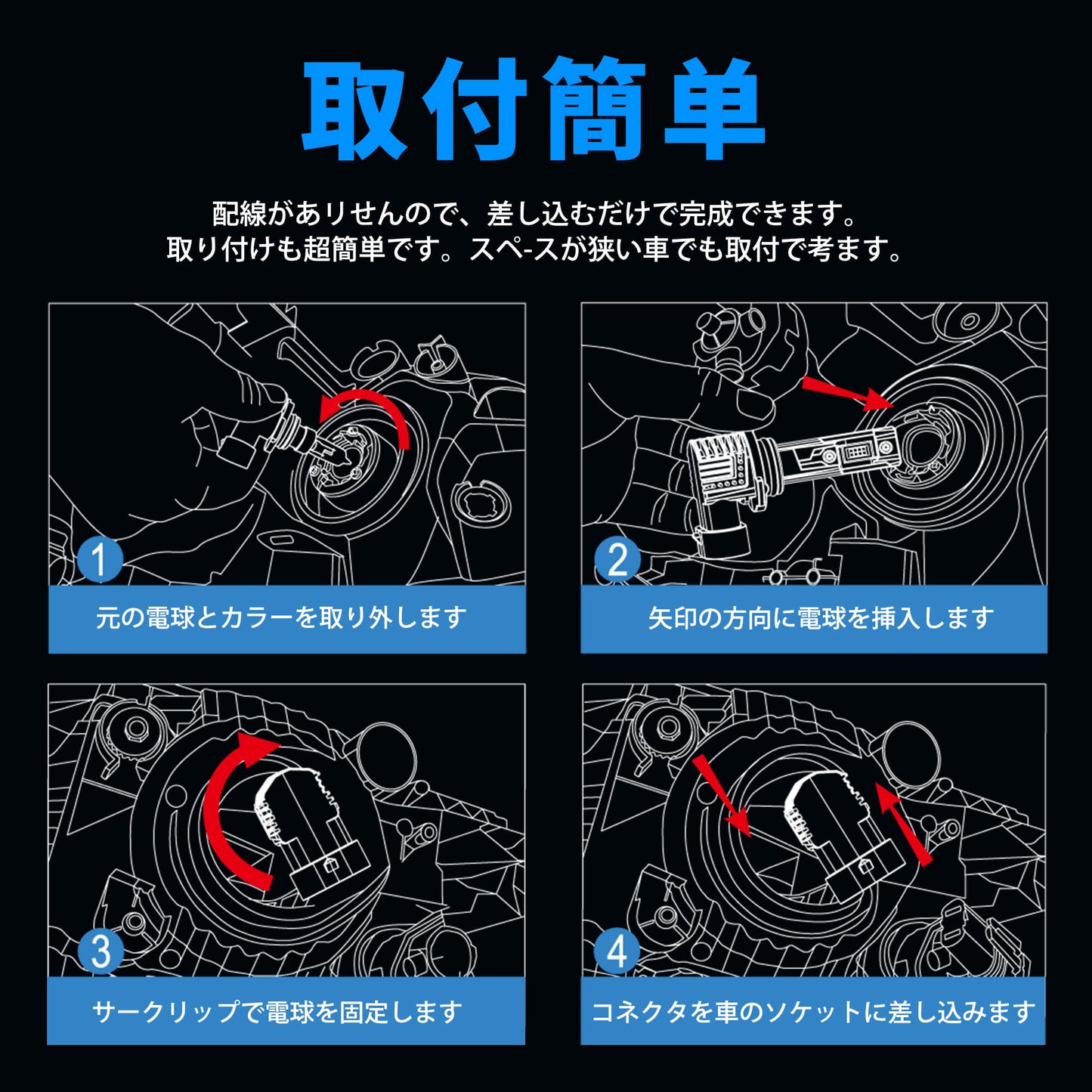 Luxnexu HB3 LED ヘッドライト 8000LM 6000K 車検対応 ハイビーム ファンレス 簡単取付 DC12V