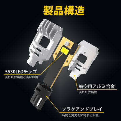 T15 LED バックランプ 2000LM 6000K DC12V 高輝度 簡単取付
